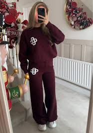 Aimee Knitted Loungewear Set - Wine